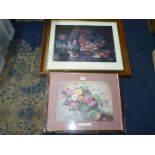 A framed print 'The Silver Bowl' by Albert Williams along with a Still Life print of flowers and