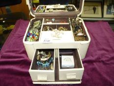 A quantity of Costume Jewellery in a white leather Jasper Conran jewellery case.