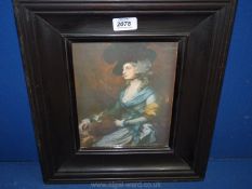 A framed Print depicting a portrait of an elegant lady, 13 1/4" x 15 1/4".