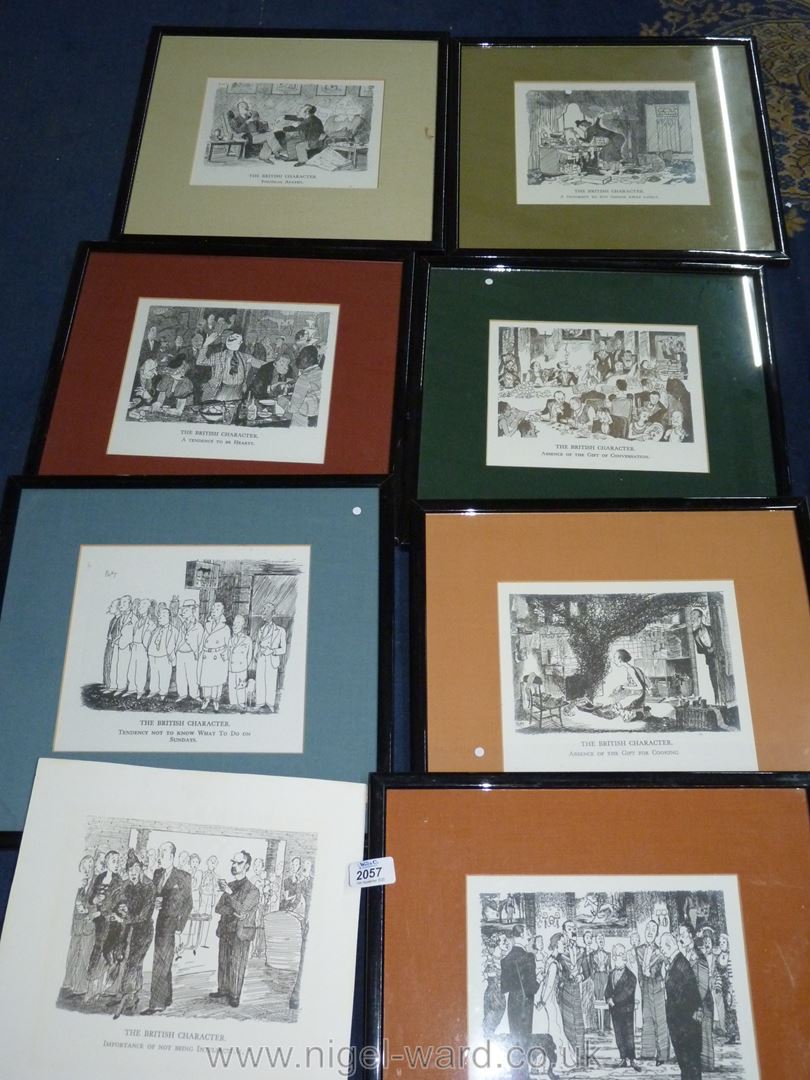 ''The British Character'' by Pont, eight framed Punch cartoons.