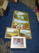 Two oil paintings by Mary Stone 'Autumn ploughing at Hay-on-Wye' and 'Loch Rannoch' and two more
