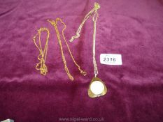 A Jowissa 17 jewel ladies pendant watch and chain and two other chains