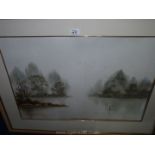 A framed and mounted Watercolour entitled 'Waters Edge' by R. Blackwell, 38" x 29 1/2".