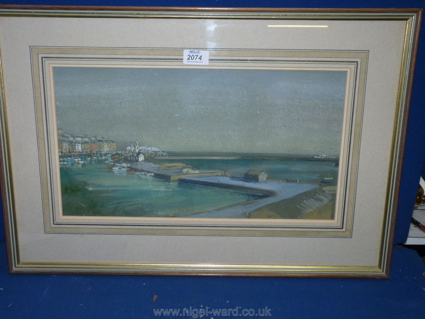 A framed and mounted Watercolour signed lower left Anthony Kerr, label verso "Ramsgate Harbour",