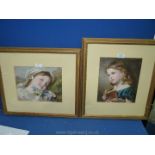 Two Chromolithograph pictures of girls.