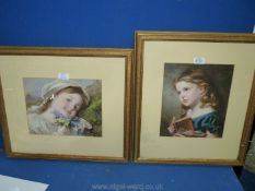 Two Chromolithograph pictures of girls.