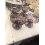 Four silver overlay amethyst glass coupes