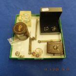 A collection assorted interesting items, cufflink's, paperweights, bakelite,