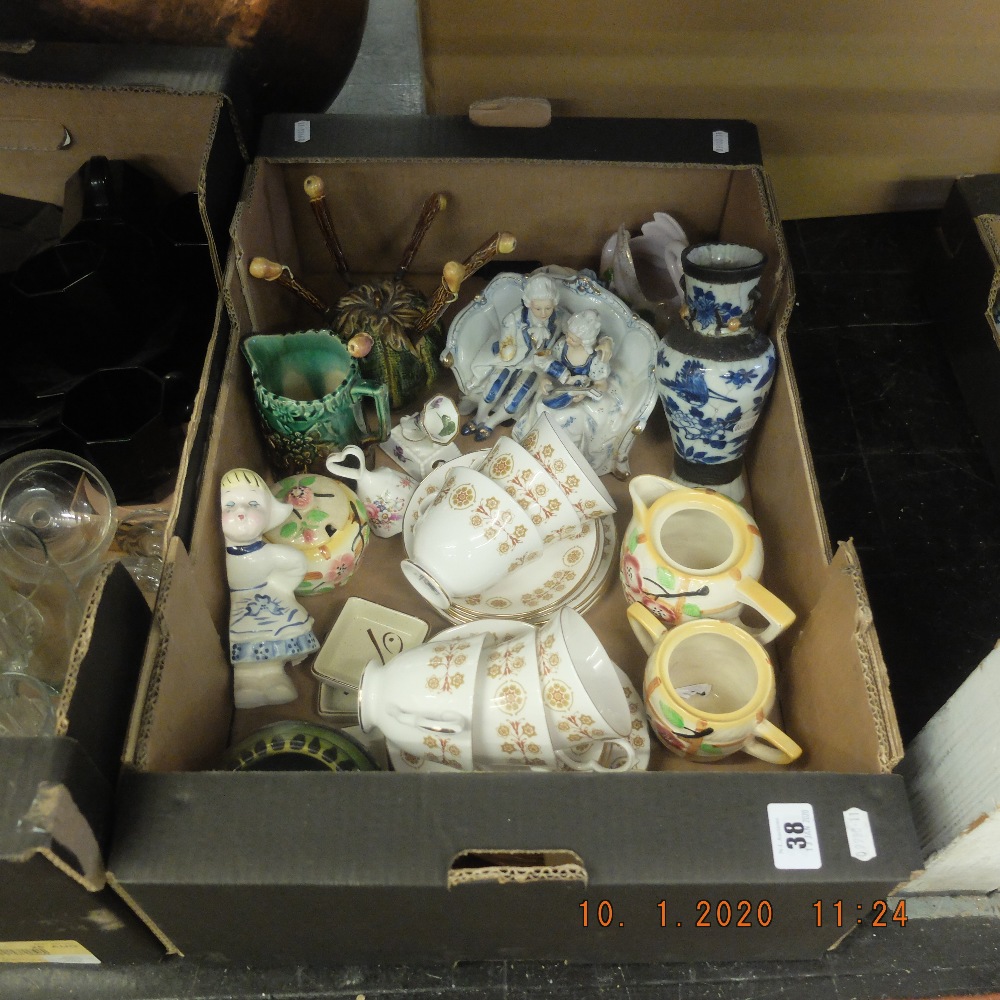 A box of assorted china