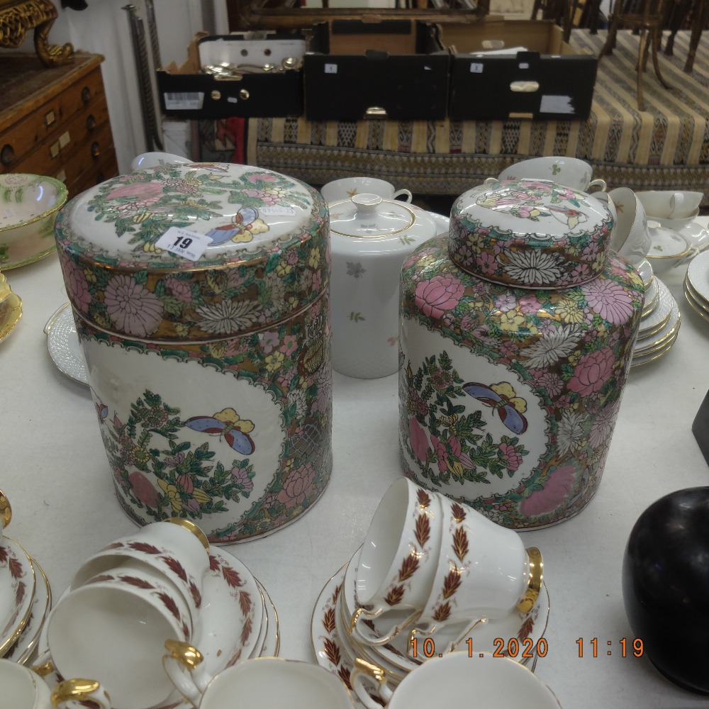 Two canton lidded jars - Image 2 of 2