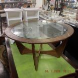 A retro circular G Plan coffee table