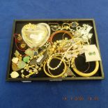 A quantity of assorted dress jewellery including a pearl necklace with 14ct clasp,