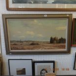 A framed oil on canvas, pastoral landscape,