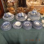 A quantity of assorted blue and white china