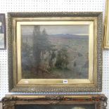 A gilt framed oil on canvas "Gallile" possibly signed Woodbine K Hinchcliffe