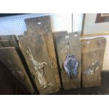 Ten painted wooden panels, wildlife,