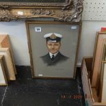 A framed mixed media study of an admiral signed in lower right hand corner Cecil Cutler