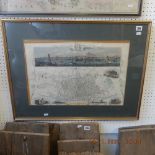 A 19th century gilt framed map of Liverpool