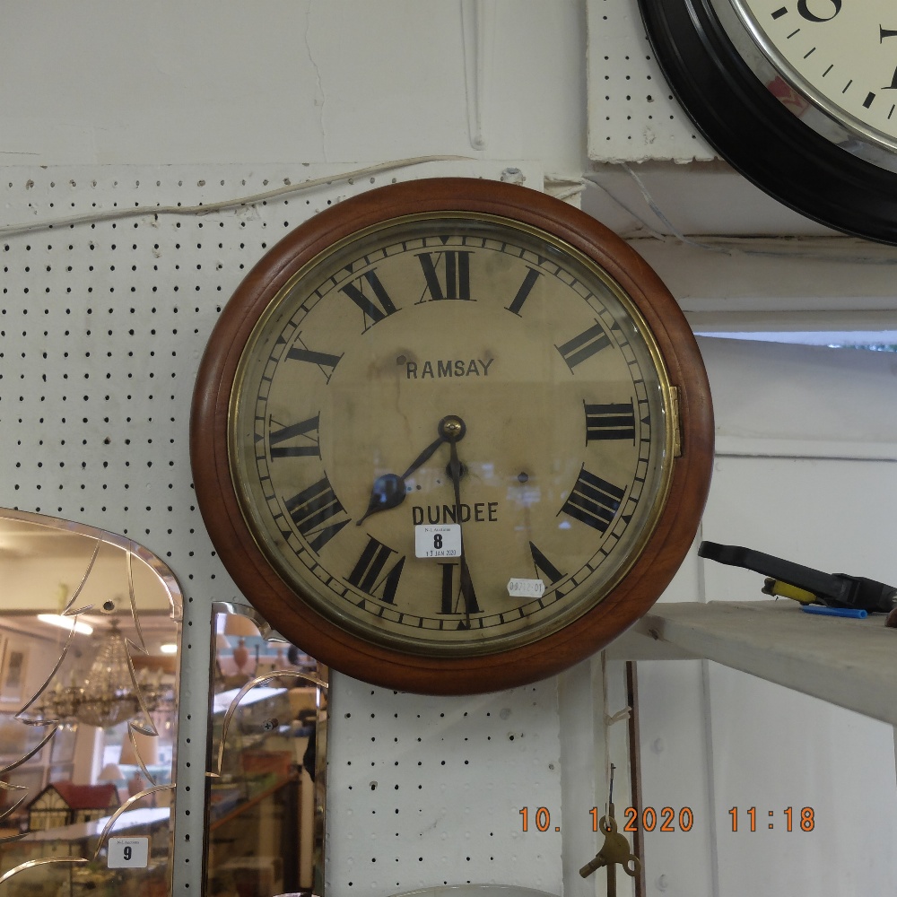 A Ramsey Dundee mahogany cased station clock, single train fusee movement, - Image 9 of 9