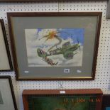 A framed watercolour,