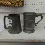 An antique pewter tankard and one other