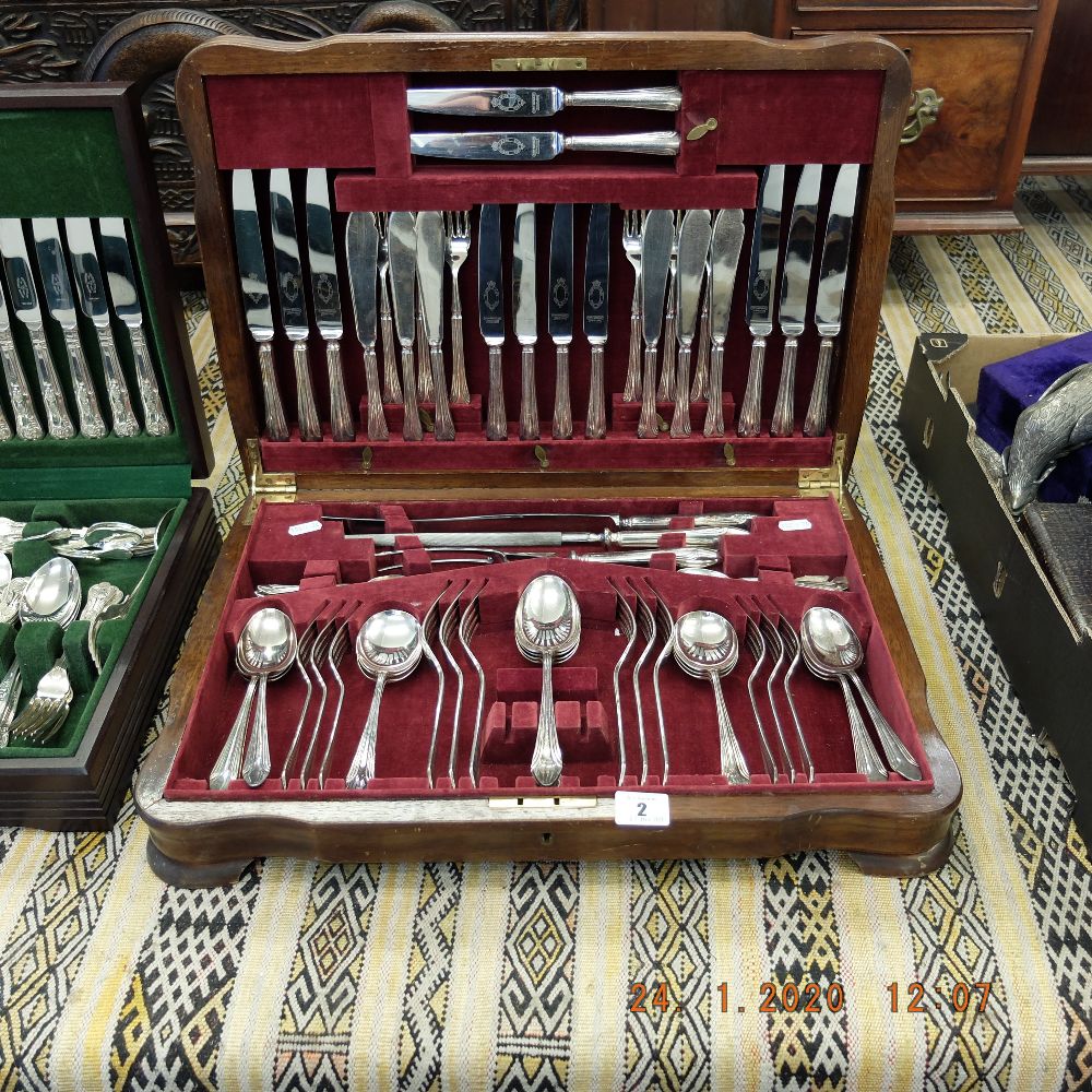 A silver plated canteen of cutlery