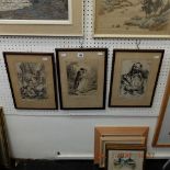 Three framed engravings