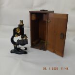 A Bausch & Lomb microscope patent January 5th 1915 in original carry case