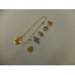 A collection of yellow metal and gold jewellery (untested) weight 12 grams some diamond set