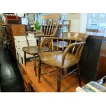 A 19th century Windsor chair and bow chair