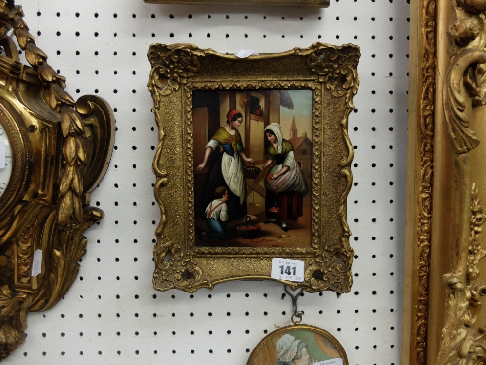 A pair of gilt framed oils on board possible Italian school depicting figures - Image 2 of 3