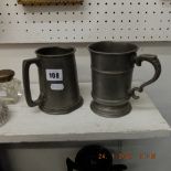 An antique pewter tankard and one other