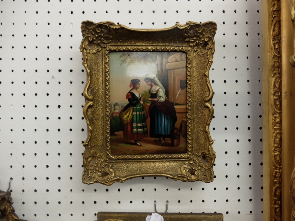 A pair of gilt framed oils on board possible Italian school depicting figures - Image 3 of 3