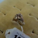 An 18ct gold Italian 1950's diamond and ruby ring A/F size S weight 7 grams