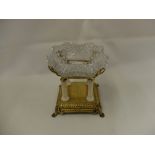 A Walker & Hall gilt metal & cut crystal centrepiece,