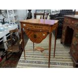 A fine quality 19th century marquetry inlaid satinwood work table with ormolu mounts Width 51cm
