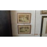 A pair of framed and glazed watercolours signed F.