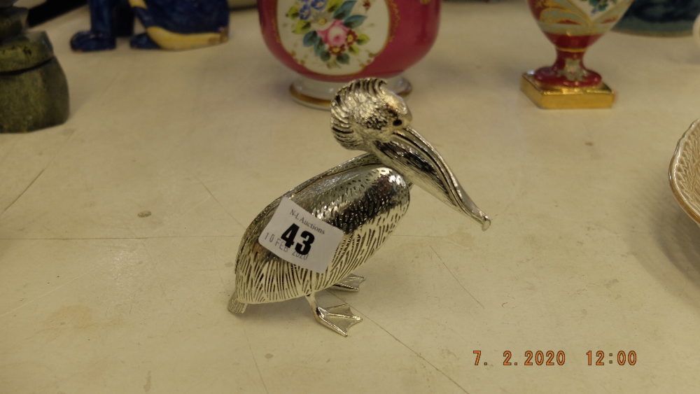 A Christofle silver plated pelican