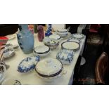 A quantity of blue and white china