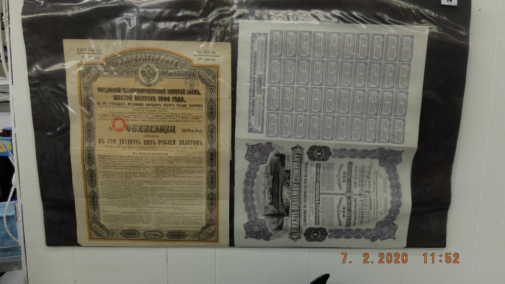 A Russian shares certificate plus one other