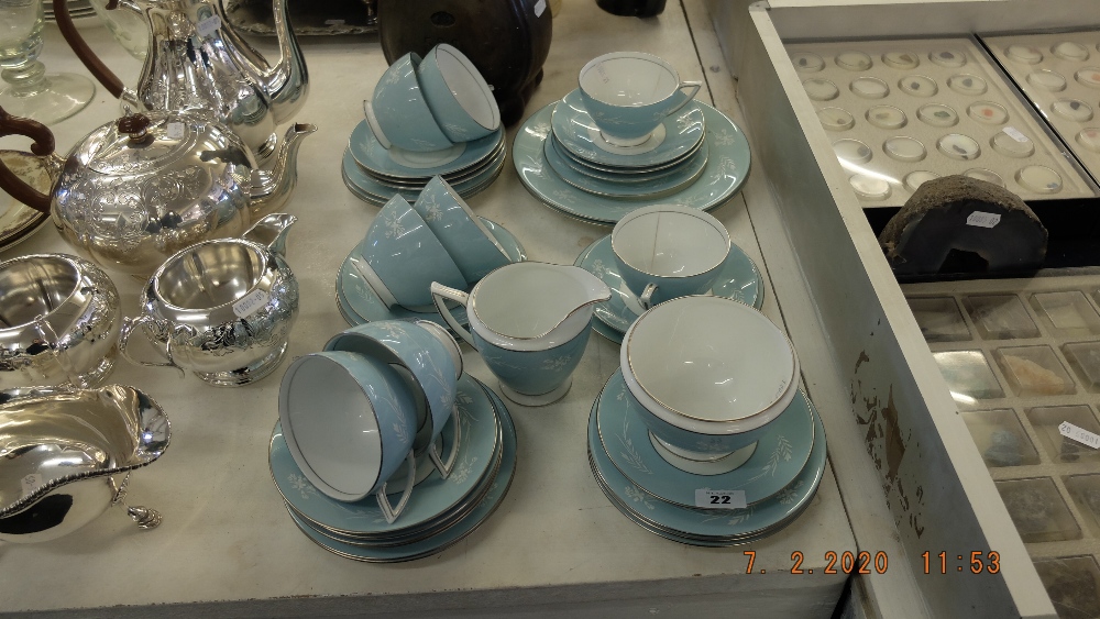 A Turquoise Cameo Minton coffee service