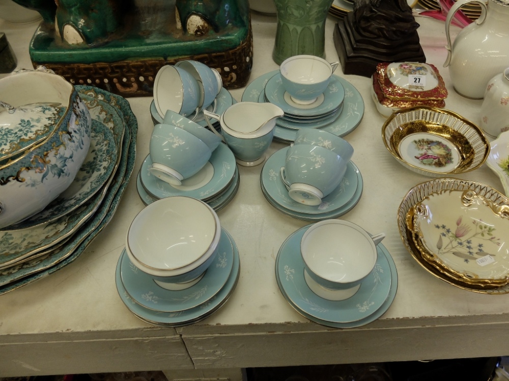 A Turquoise Cameo Minton coffee service