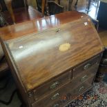 An inlaid mahogany bureau width 91cm height 104cm depth 52cm