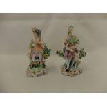 A pair of hand painted porcelain figures a/f