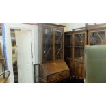 A 19th century oak bureau bookcase