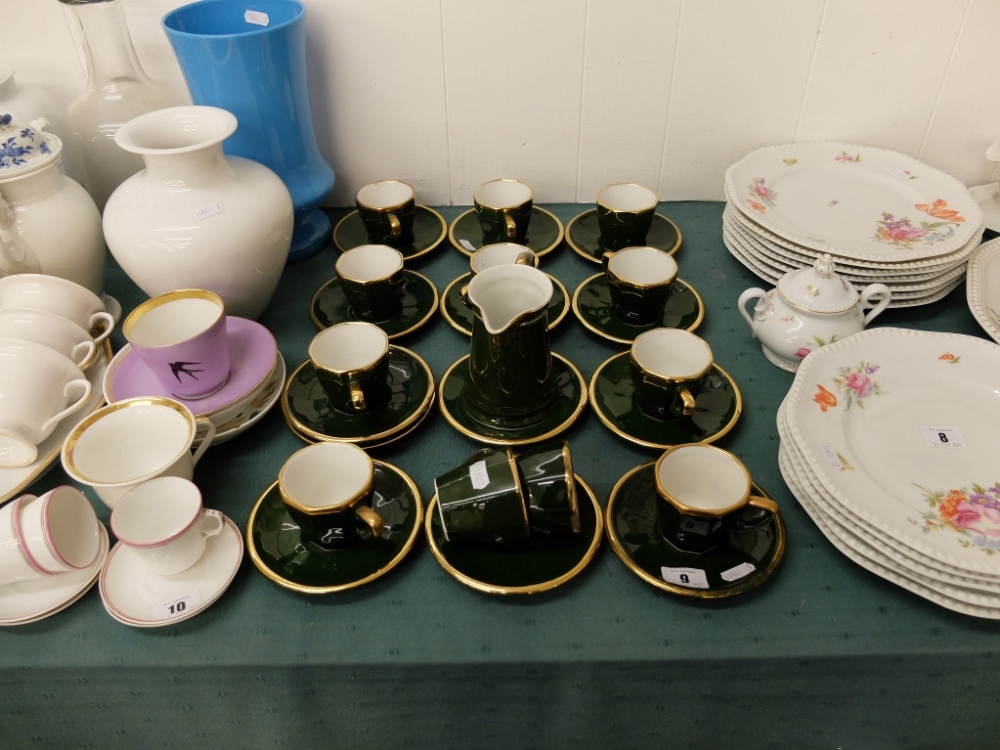 A green continental coffee set