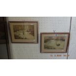 A pair of framed and glazed watercolours signed F.