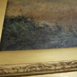 A gilt framed oil on canvas, landscape signed E Longstaffe. Dimensions 73cm x 100cm.