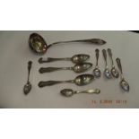 A quantity of 19th century German Nuremburg silver spoons including a ladle,