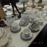 A Royal Doulton Cambridge blue and white tea and coffee service